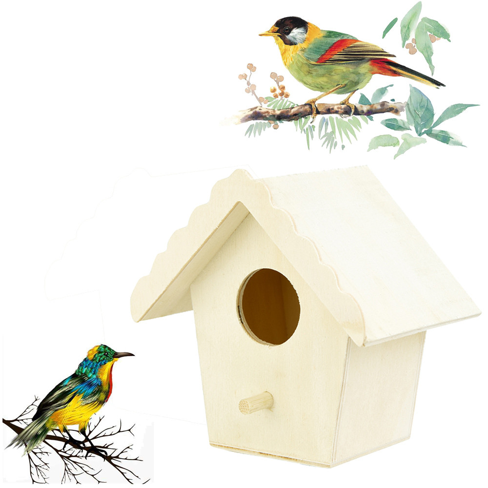 Title 3, Creative Wooden Bird House With Hanging Rope Ho...