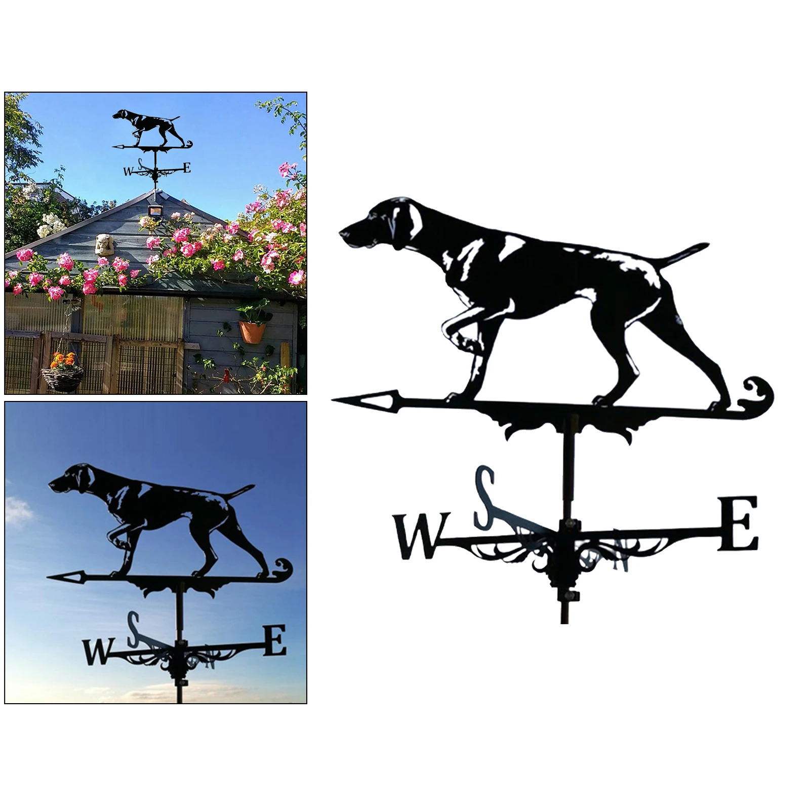 Durable Weathervane Black Hound Good Directions for Farm Home Outdoor Garden