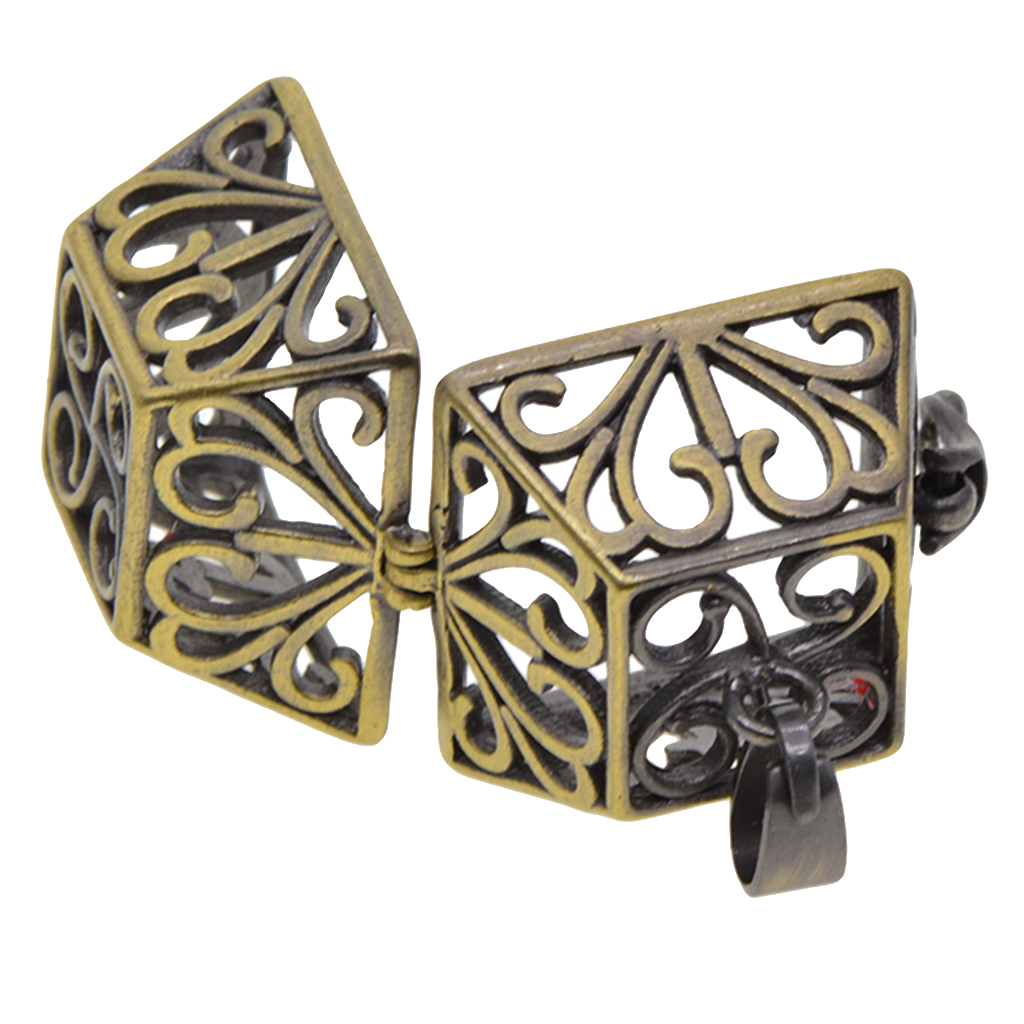 Hollow Magic Box Pendant DIY Necklace Accessories Copper Charms For Decor