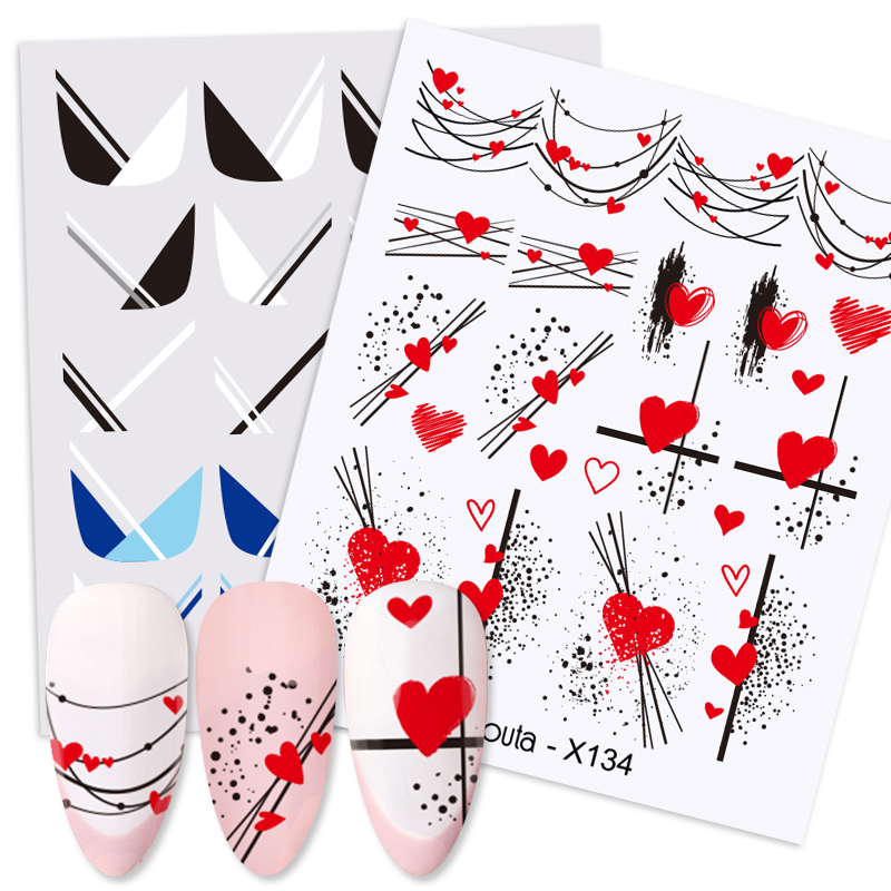 Description Picture 4 of itemHarunouta Red Love Lines Water Decals Stickers Valentine' Day English Letter Heart Rose Flower Design Slider For Nail Manicure