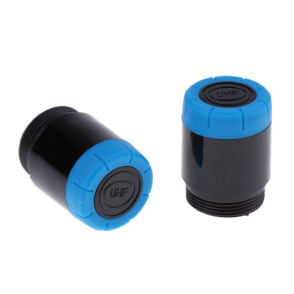 2 pcs Replacement Mic Battery Screw On /cup/cover For Microphone Black&Blue