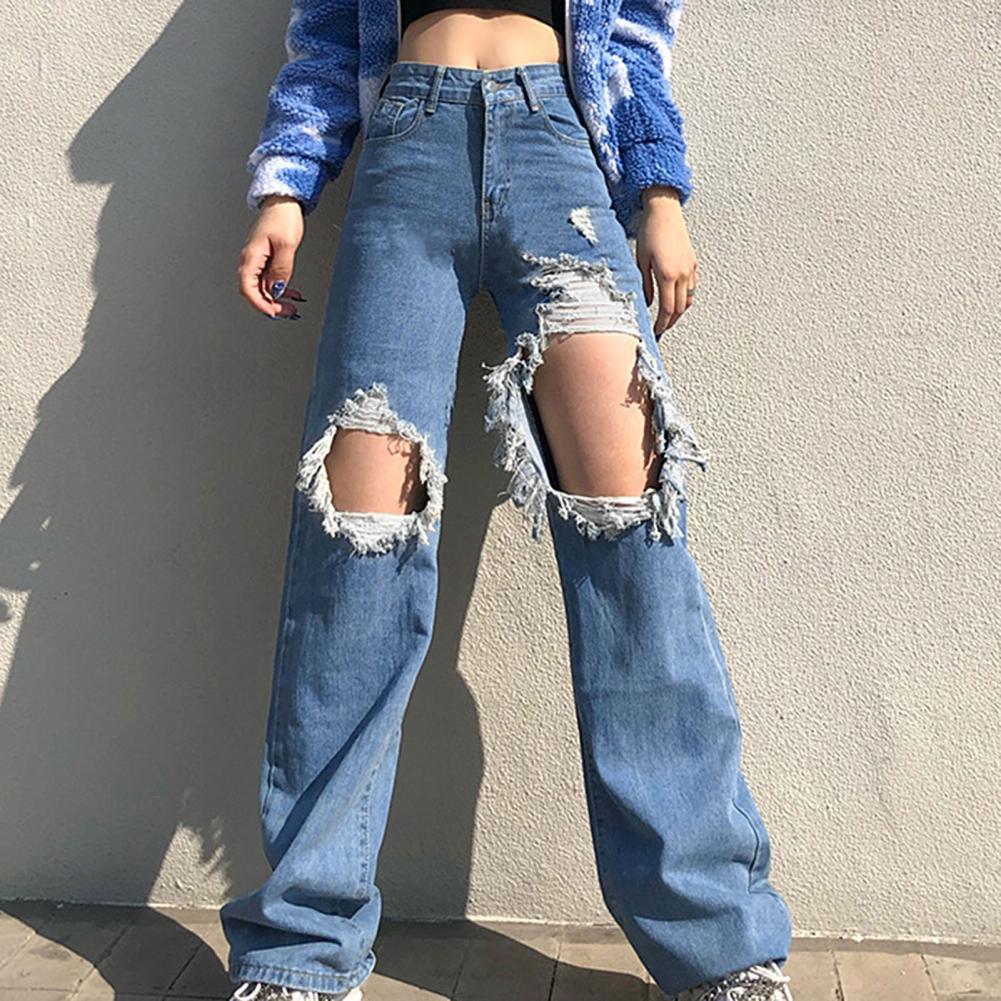 loose high waisted ripped jeans