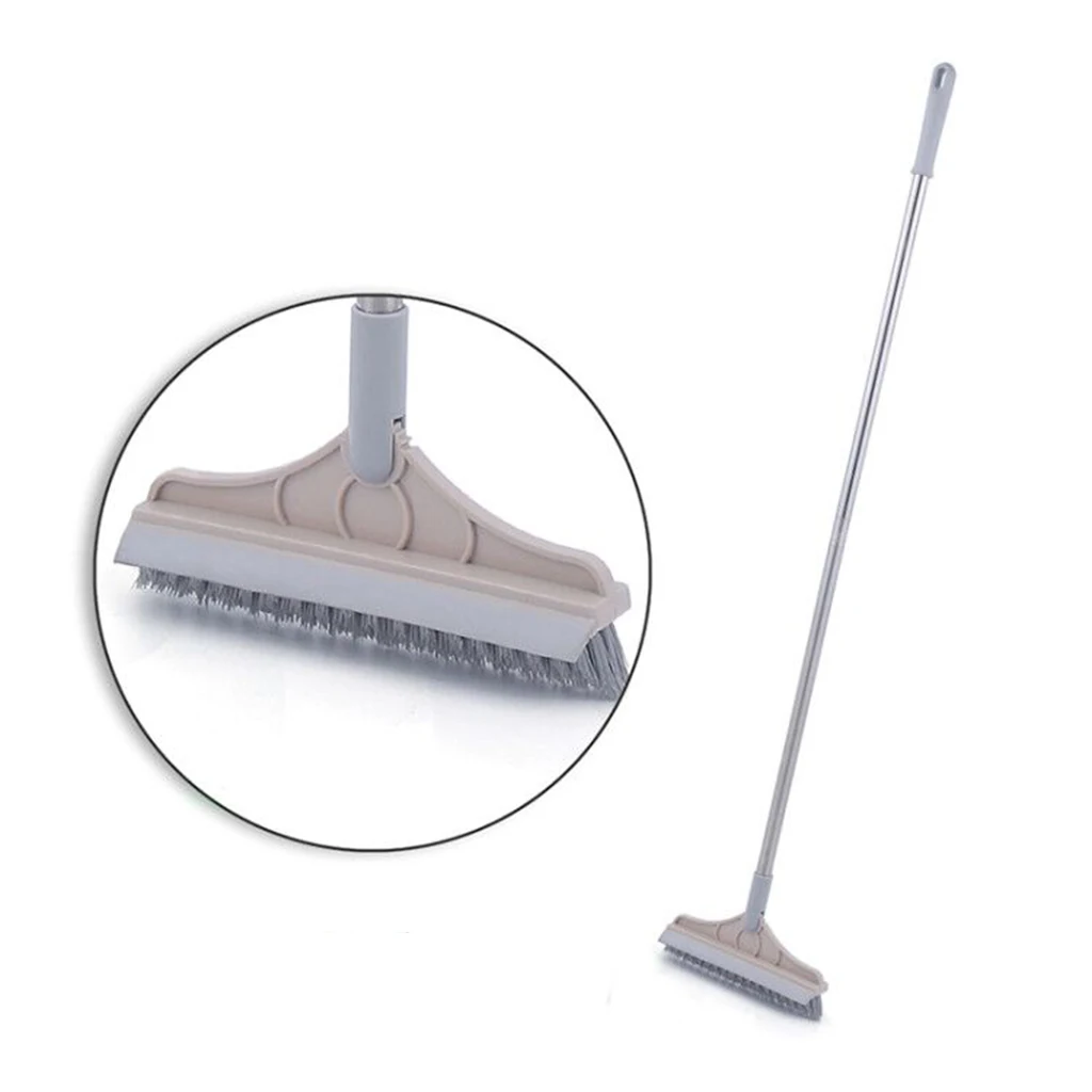 Floor Cleaning Brush 2 in 1 Long Handle Household Cleaning Brush Floor Scrub Brush Rotating Window Cleaner Rubber Wiper