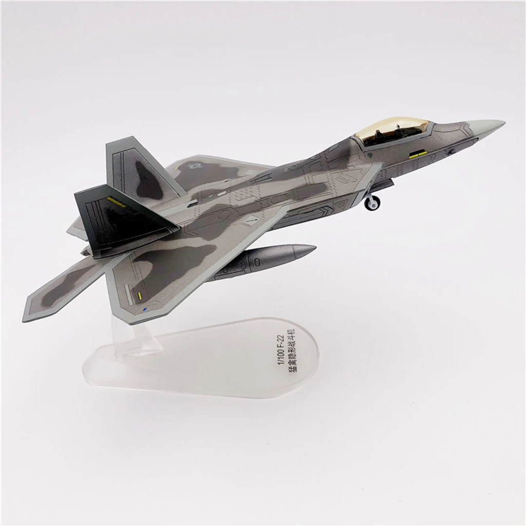 Metal 1:100 F22 Fighter Helicopter Model Airplane Office Room Shelf Decoration