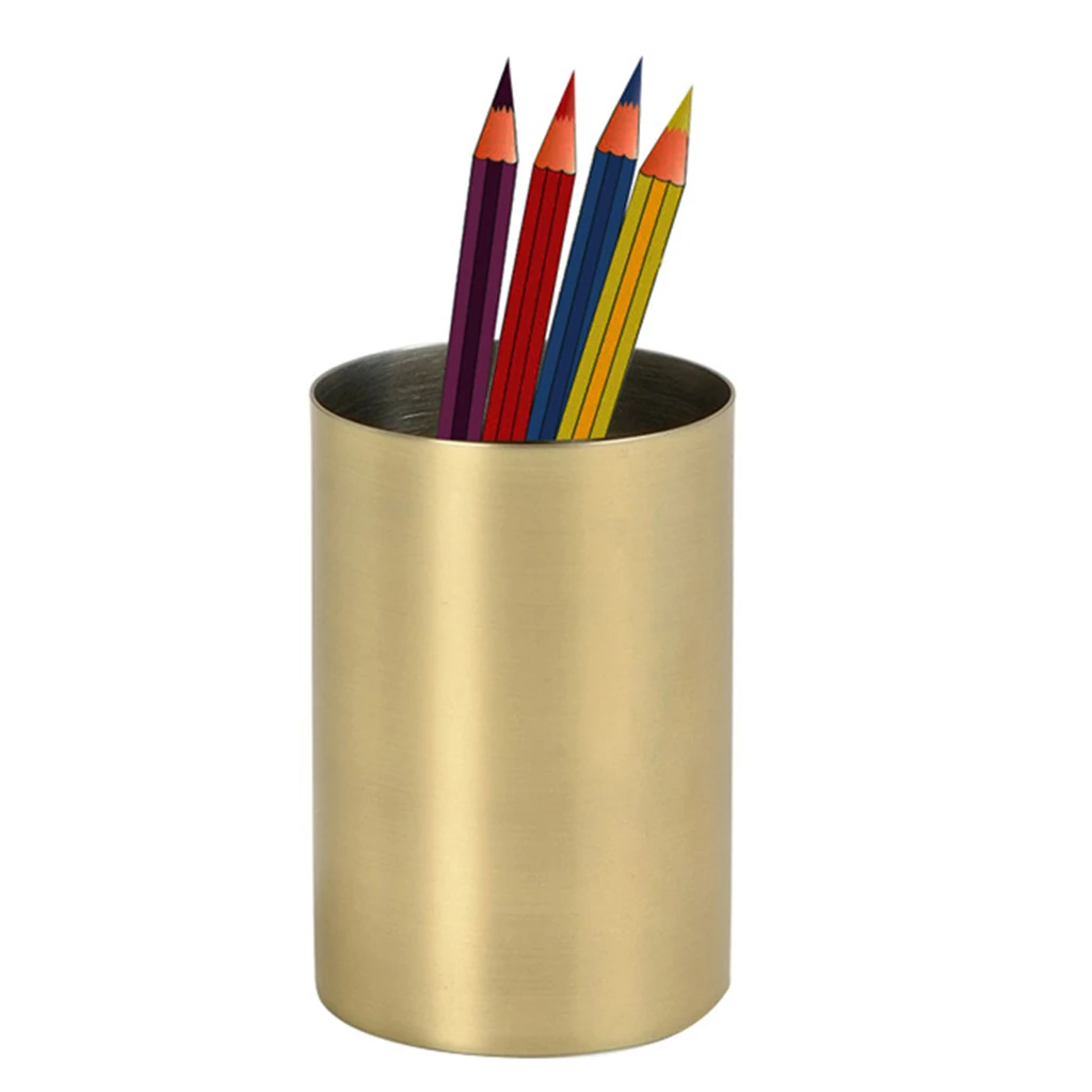 Aluminum Alloy Desktop Storage Organizer Pencil Pot Cosemetic Brush Holder for Office, Home Study, Vanity Table Organizer