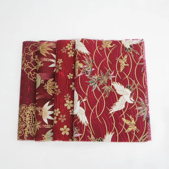 REMNANT Burgundy Floral Vintage Kimono Fabric from Japan, 2/3 Yard