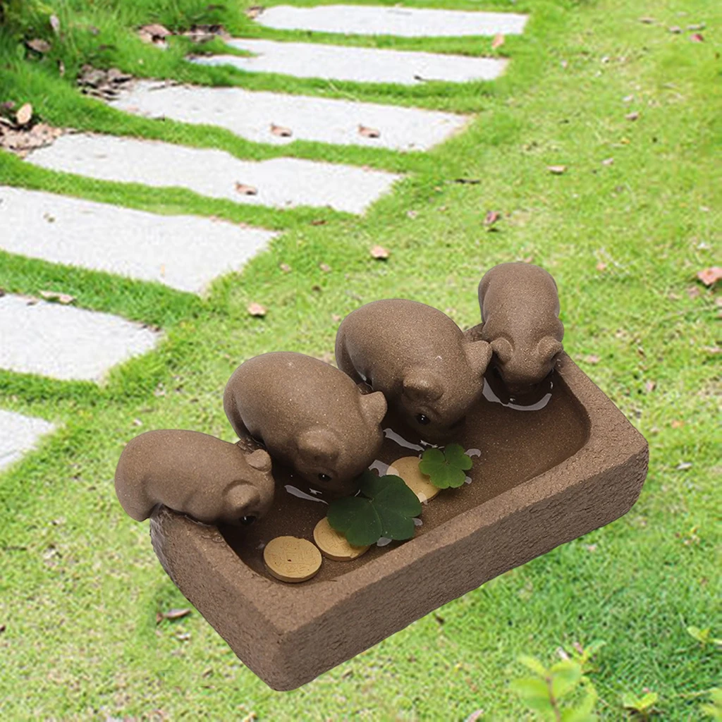 Vivid Little Piggy Statue Sculpture Home Decor Art Tabletop Pig Figurine for Home Living Room Bedroom Ornament