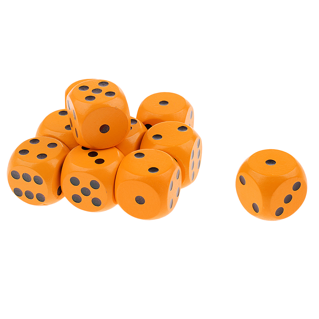 10 Pieces D6 Dice Set Wooden Dice with Rounded Corner Six Sided Dice 30mm Cube Accessories