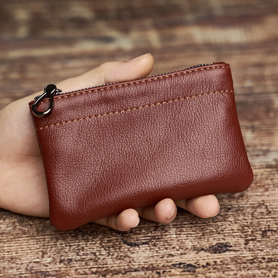 NUPUGOO 2021 Kleine Geldbörse Aus Echtem Leder Mini Karte Brieftasche Männer Frauen Casual Kleine Tasche Zipper Tasche Schlüssel Halter Geld taschen – Detail 6
