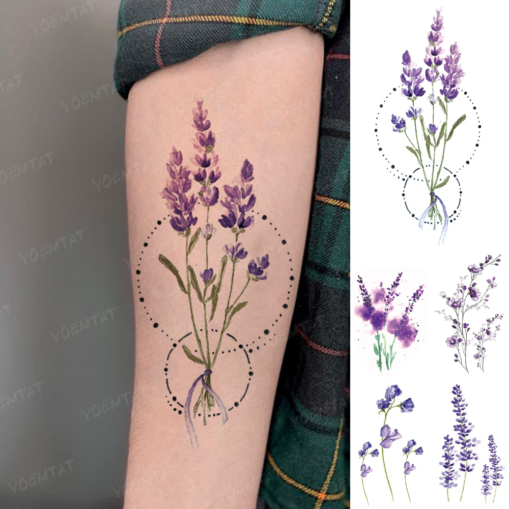 Best of Waterproof Temporary Tattoo Sticker Color Realistic Lavender Flower Flash Tatoo Woman Kid Child Body Art Transfer Fake Tatto Man Reviews & Tips