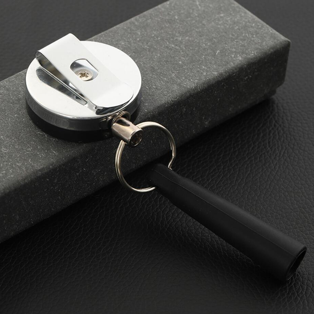 Telescopic Anti-Theft Wire Rope Pen Loop Holder Cap Reel Buckle Belt Clip