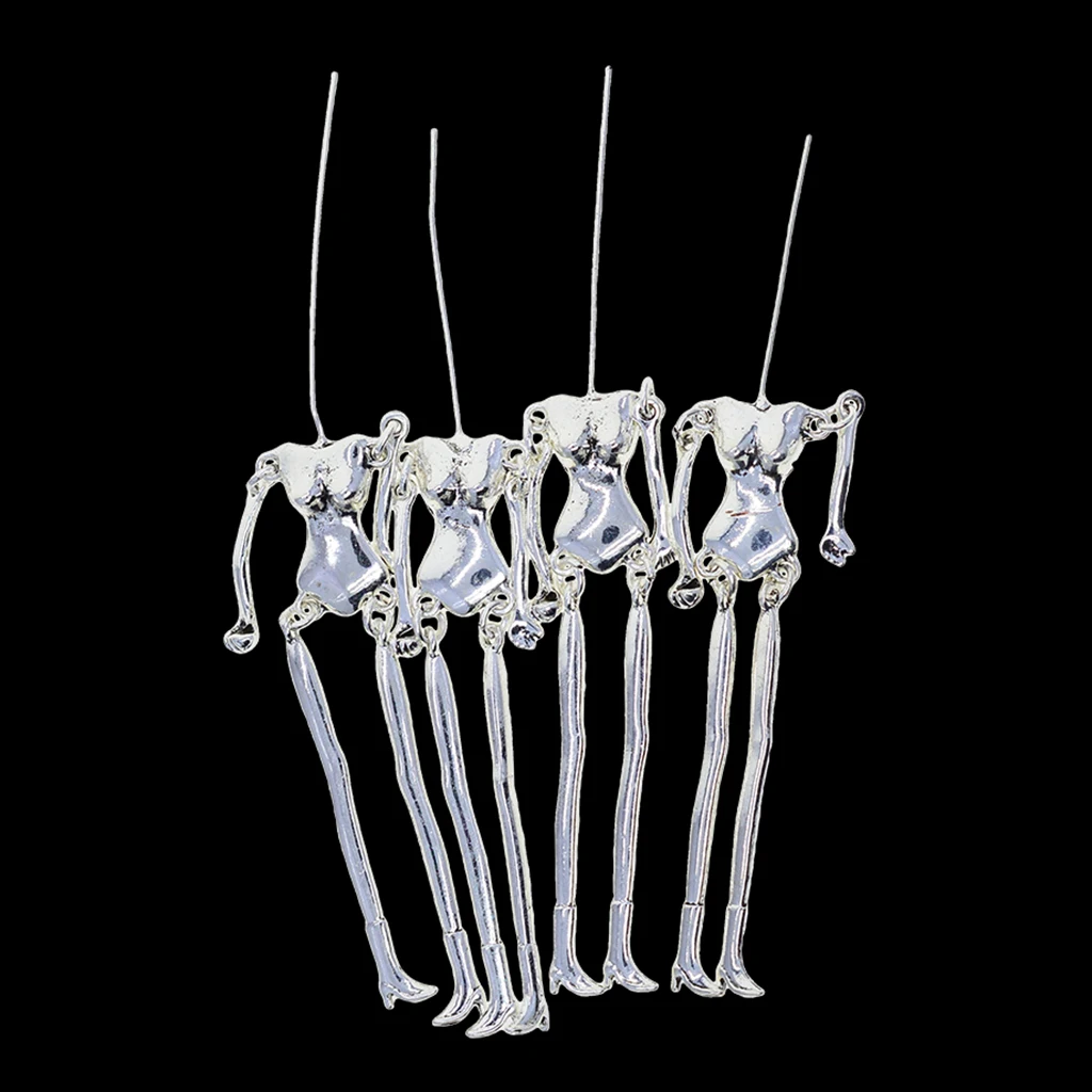 4 Sets Skeleton Girl Doll Charms Pendants Jewelry Pendants Intermediate Beads