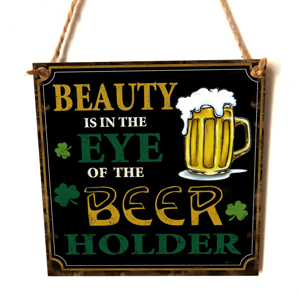 Vintage Style Wood Irish Pub Sign Kitchen Bar Hanging Wall Decor 15x15cm