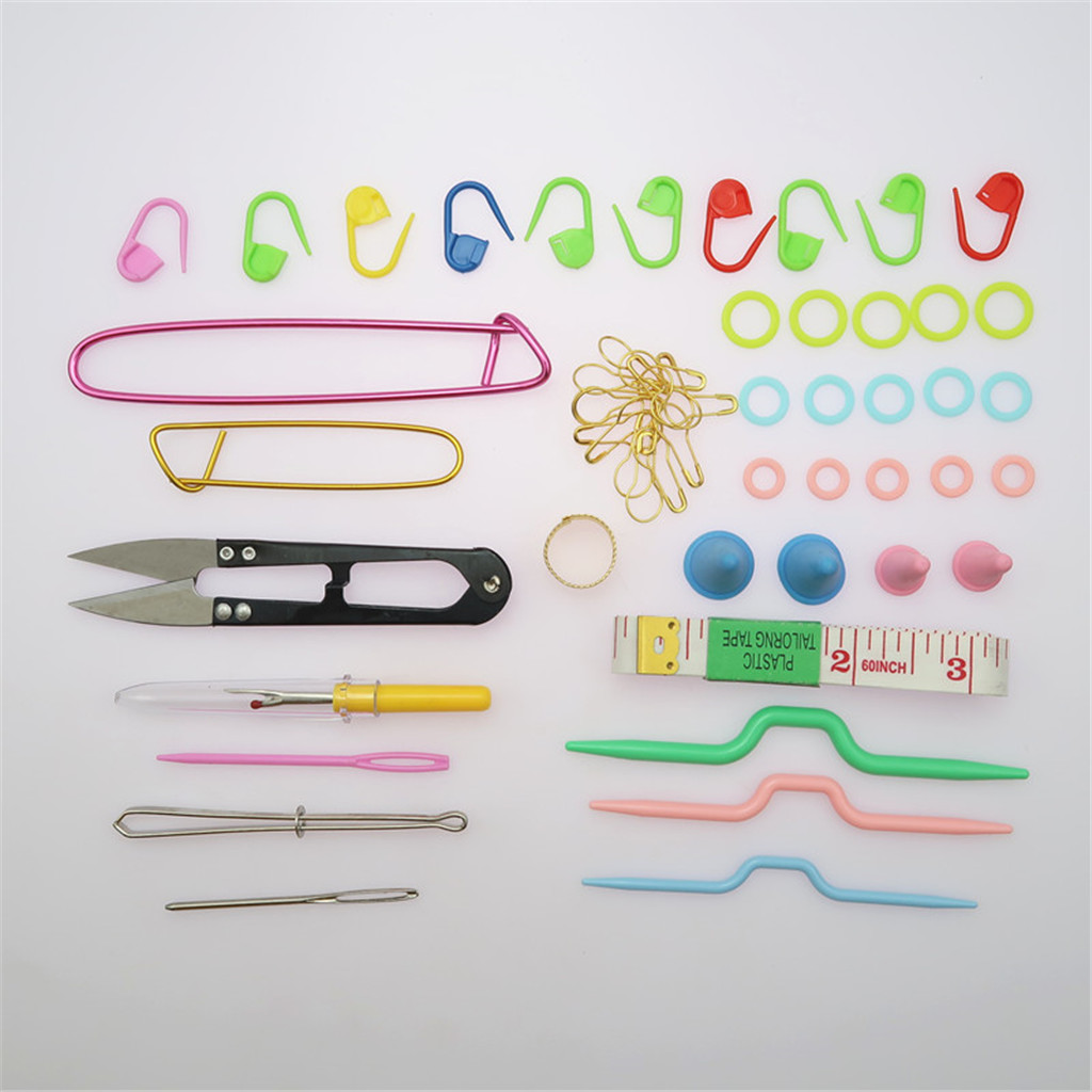 57 Pieces Basic Knitting Tools Crochet Needle Accessories Supplies With Case Knit Kit