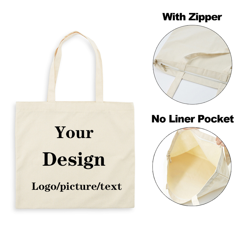 Benutzerdefinierte Tragetasche Fügen Sie Ihren Text/Logo/Bild hinzu. Original-Design-Einkaufstaschen, Handtasche mit Reißverschluss, modische Canvas-Taschen für Damen – Detail 7