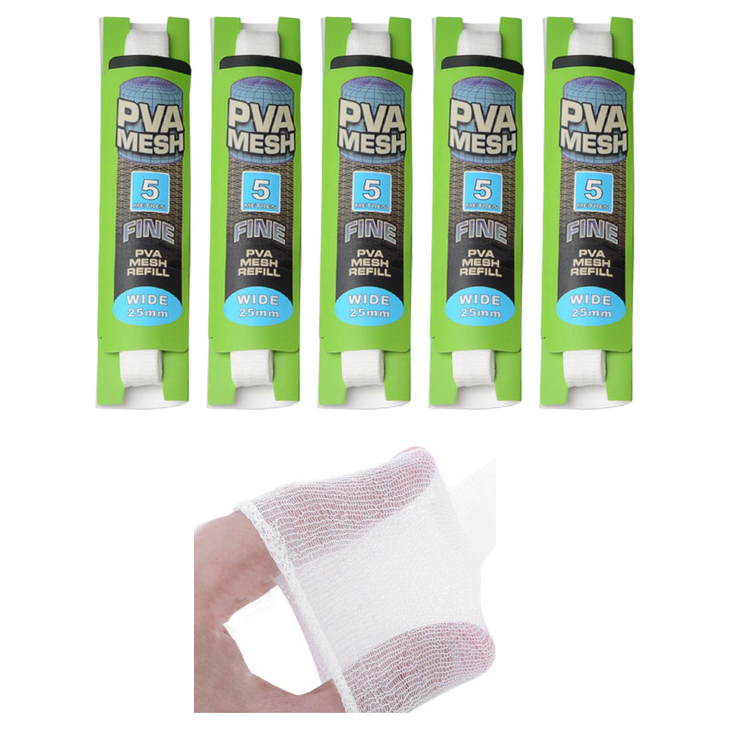 5xPVA Carp Fishing Mesh Bait Net Universal Refill Stocking Bait Bags 25mm 5M