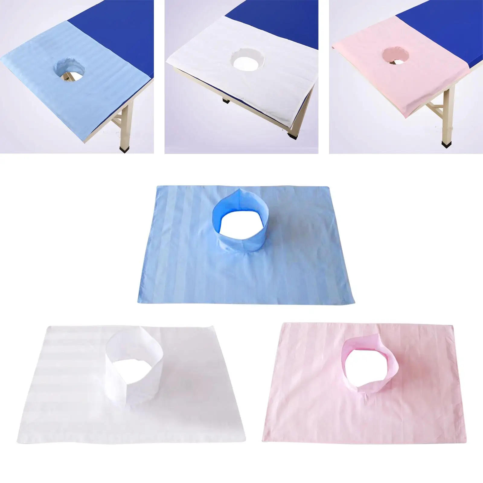 Massage Table Sheet with Face Breath Hole Sectional Towelling Cover for Skin Care