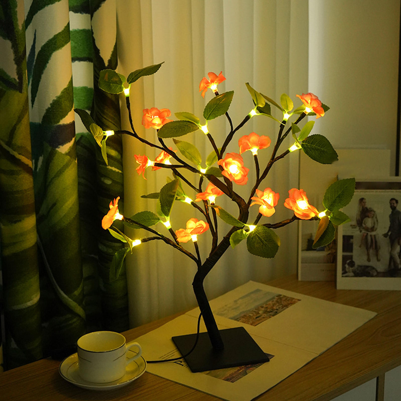 Leds Night Light Bonsai Tree Lamp Plum Blossom Table Lamps Indoor Wedding Home Decoration USB Plug