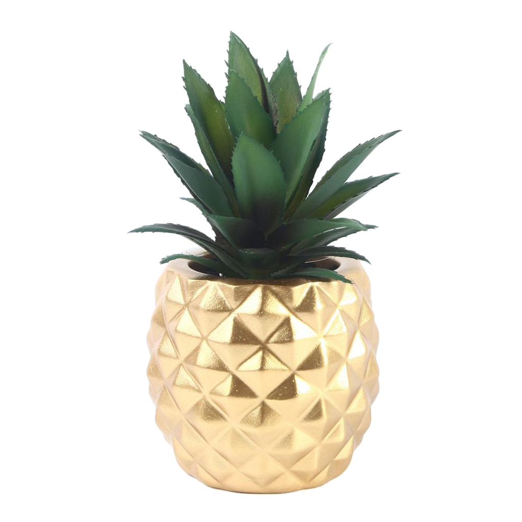 Resin Fake Greenery Decoration, Potted Pineapple Plant for Office Table Top Home