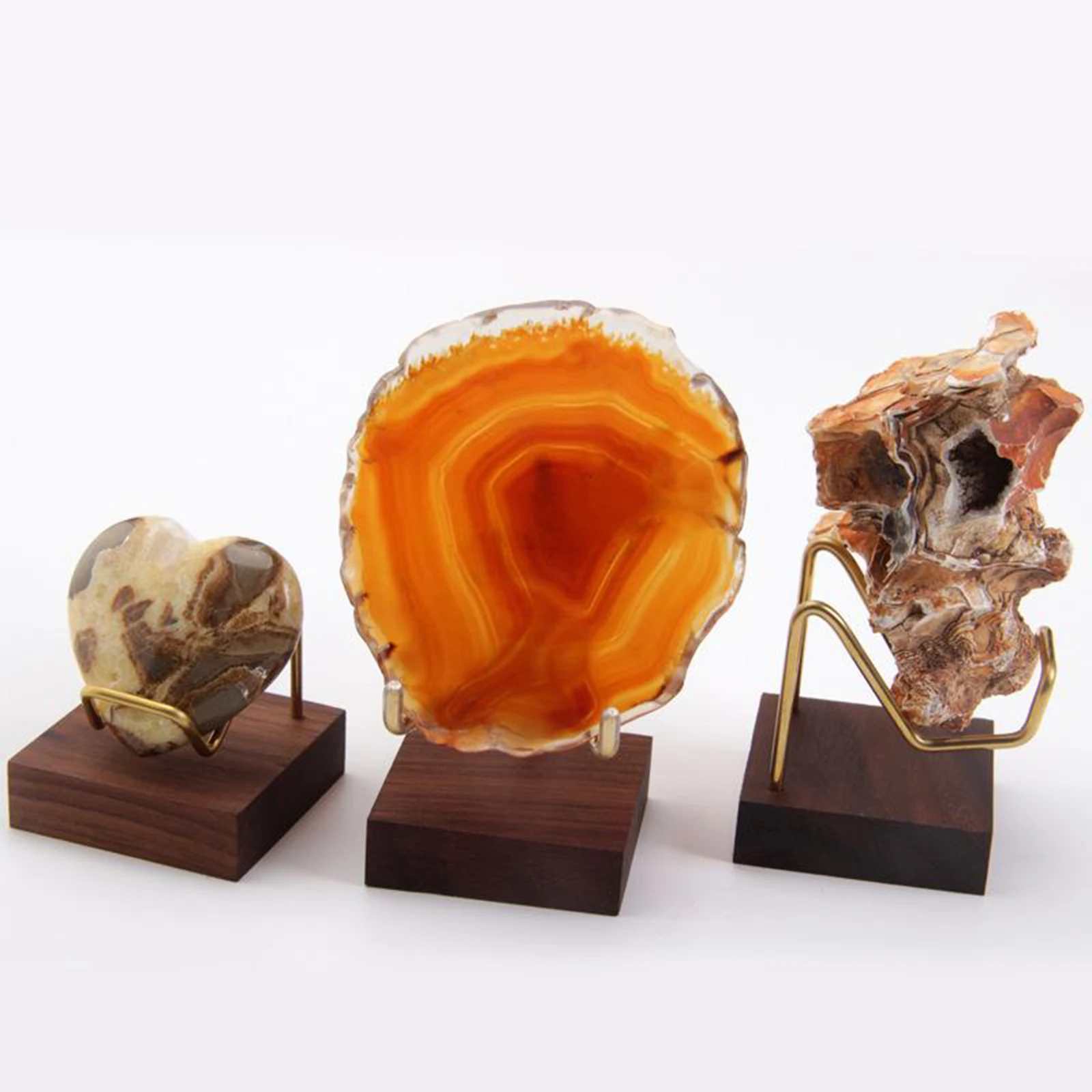 Metal Arm Wooden Display Stand Holder for Crystal Ball Home Decoration