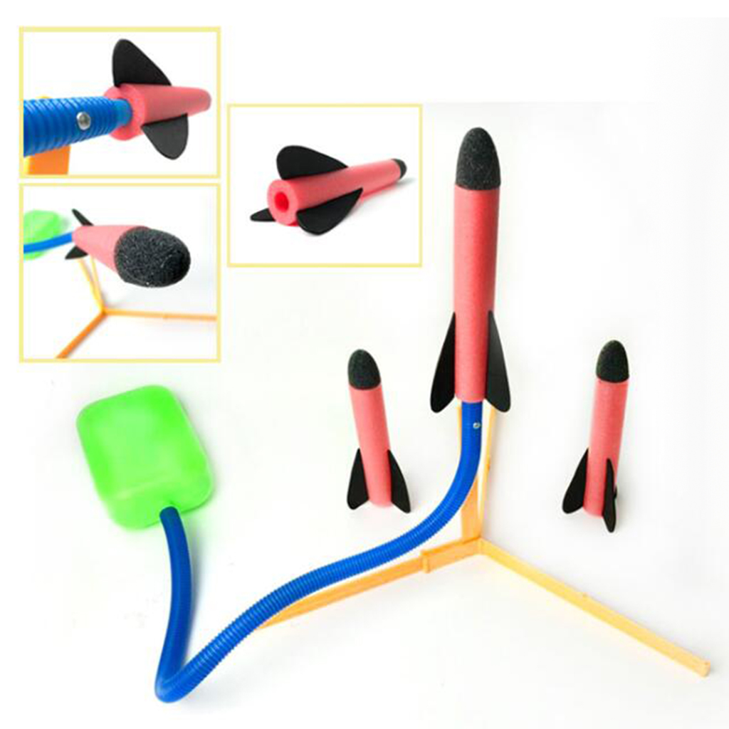 Rocket Launcher Toy Foam Planes and Toy Air Rocket Launcher Outdoor Rocket Toy Gift for Unisex Children