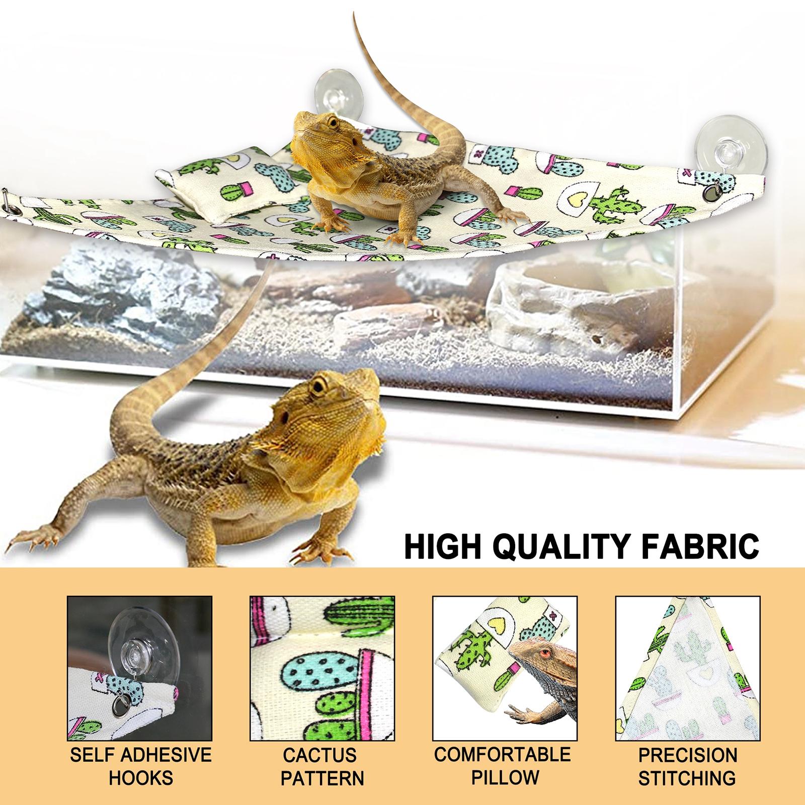 Reptile Hammock Mat Hideout Habitat Lounger Ladder for Lizard Gecko Bearded Dragon Supplies
