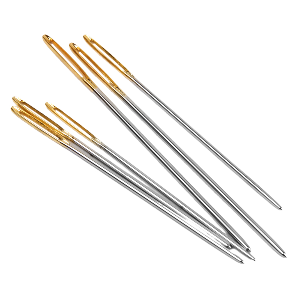6pcs Gold Eye Large Eye Needles Embroidery Tapestry Hand Sewing Needle