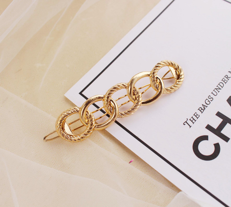 Heißer Verkauf Mode Acryl Metall Kette Haar Clip Pin Haarspange Koreanische Haar Zubehör Geometrische Gold Farbe Haar Clips für Frauen – Detail 4