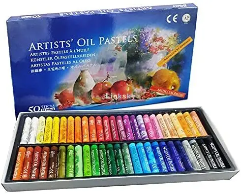 Pentel Oil Pastel Set with Carrying Case, Assorted Colors, 50 Pastels