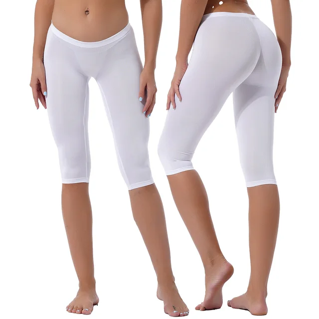 Hot Sexy Super Low Waist V Crotch Legging Fitness Push Up Leggings Ice Silk  Summer Calf-Length Pants Joggers Women Trousers Pant