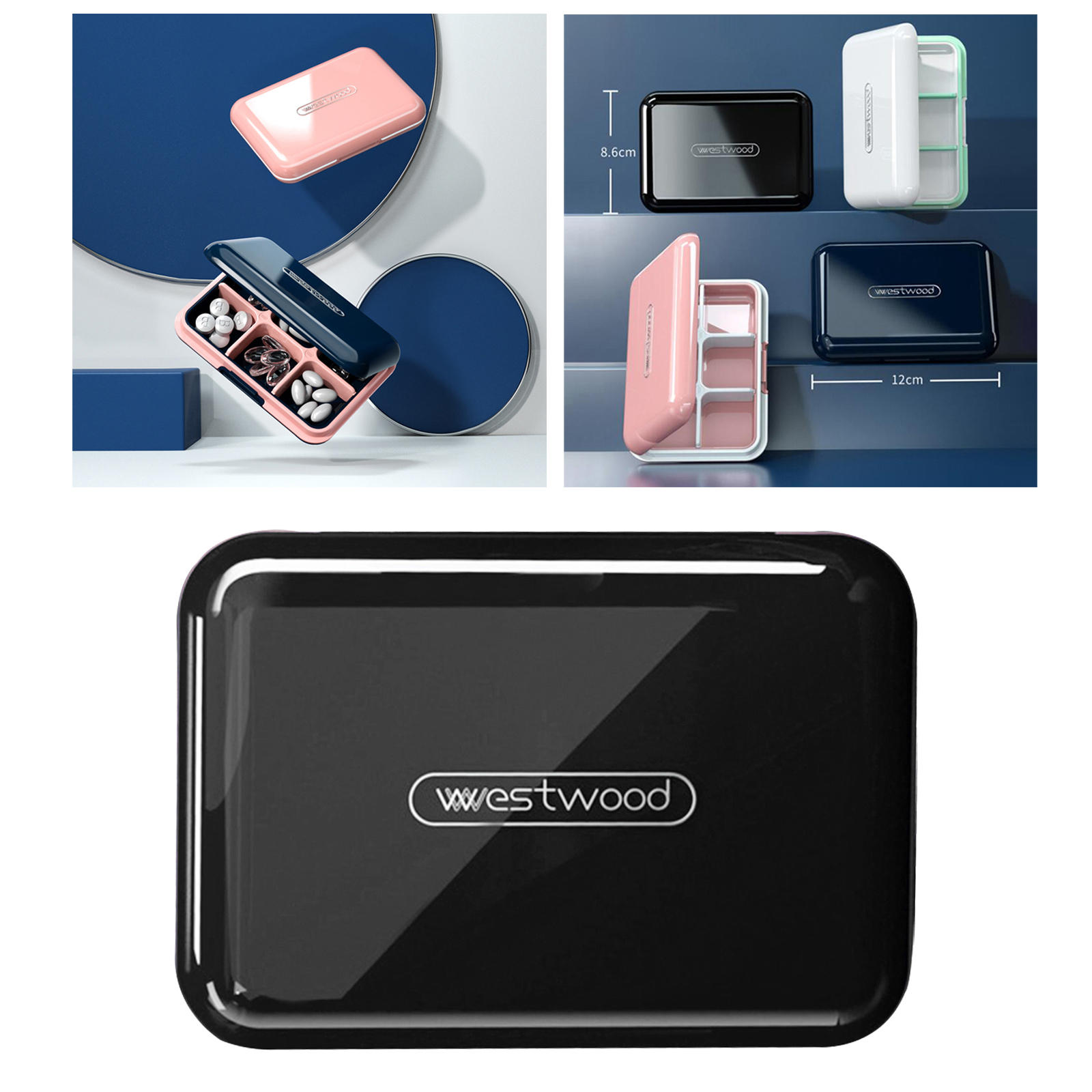 6 Grids Portable Pill Organizer Plastic Moisture Proof Dispenser Medicine Case for Medication Fish Oil Pills