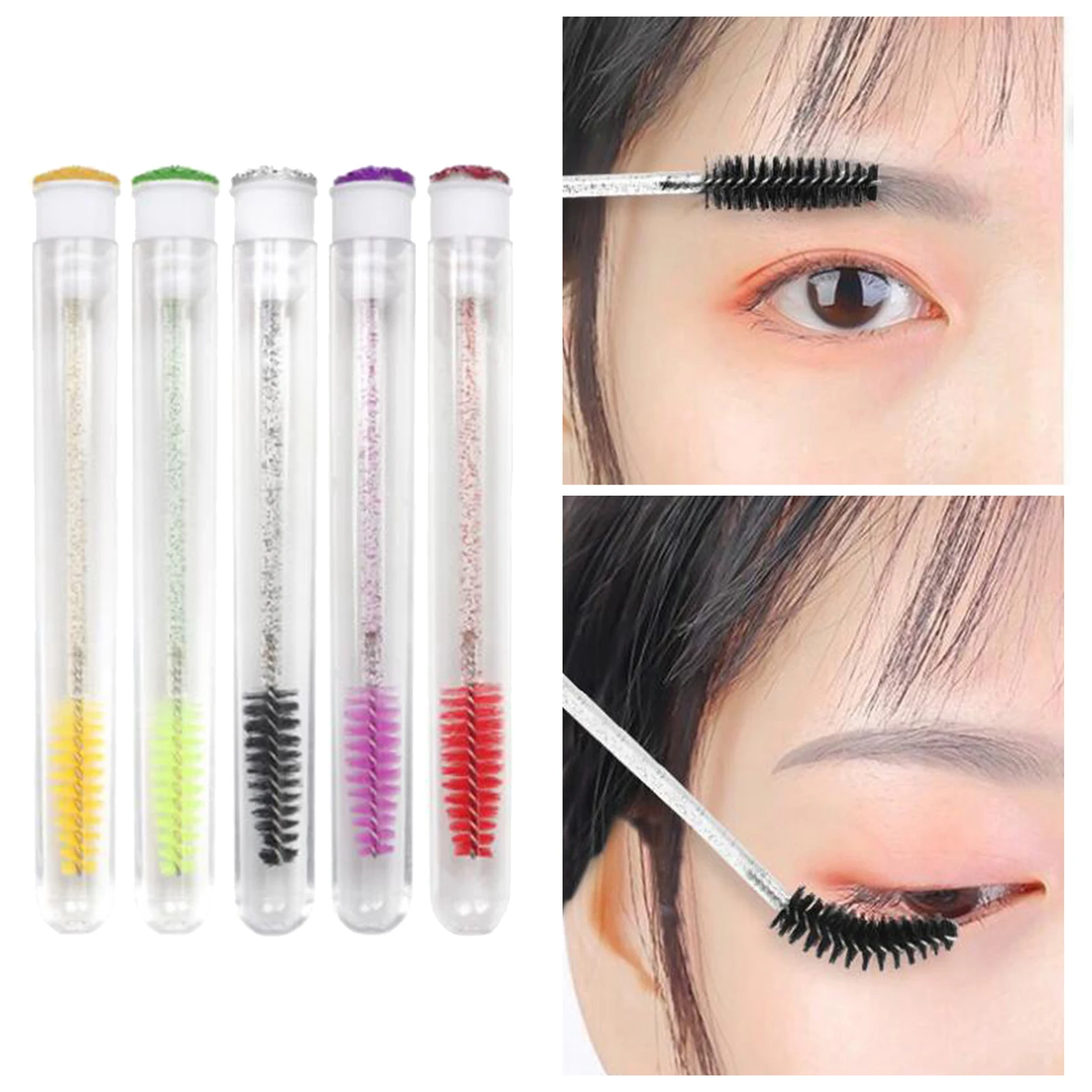5Pcs Crystal Diamond Disposable Mascara Brushes  Makeup Applicator