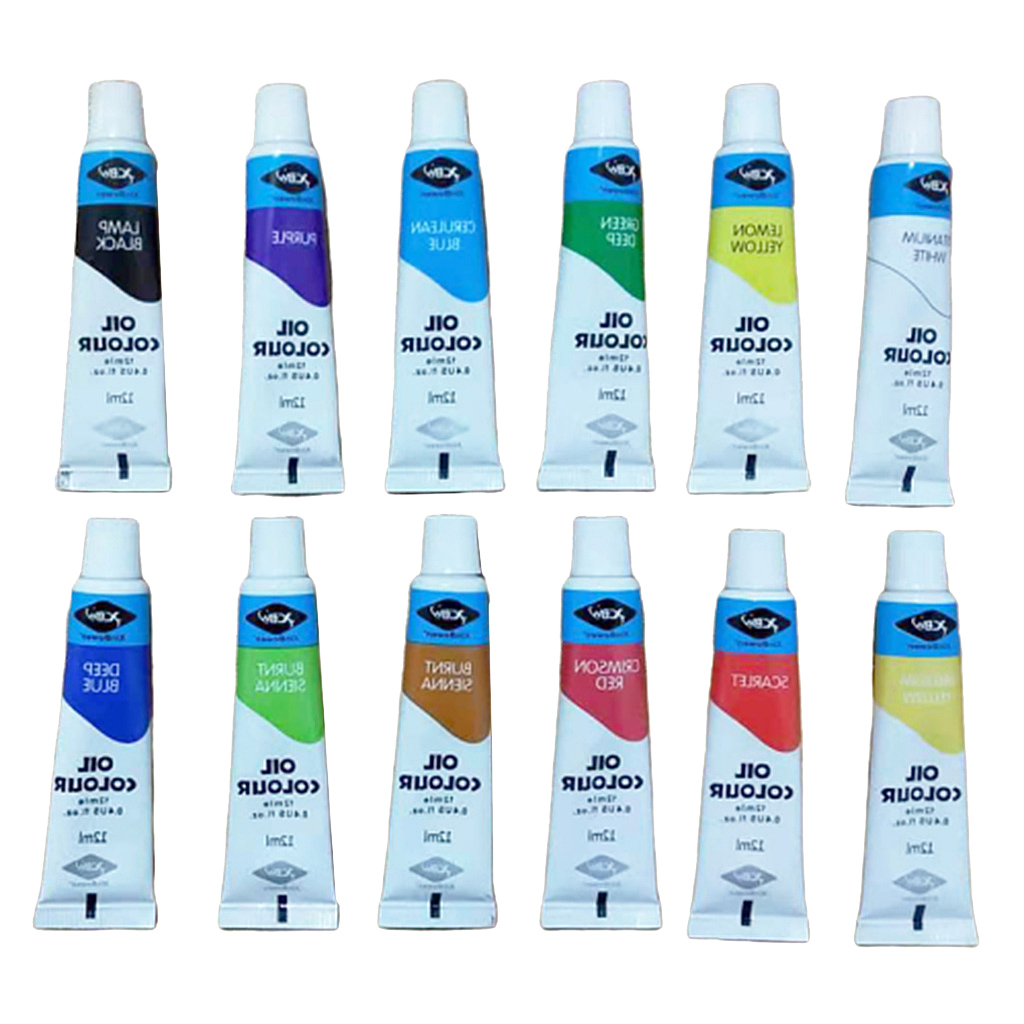 12 Colors Oil Paint Set Tube Artist Non Toxic Pigments For Kids Adults Professional Painting on Canvas Wood Clay Ceramic Crafts