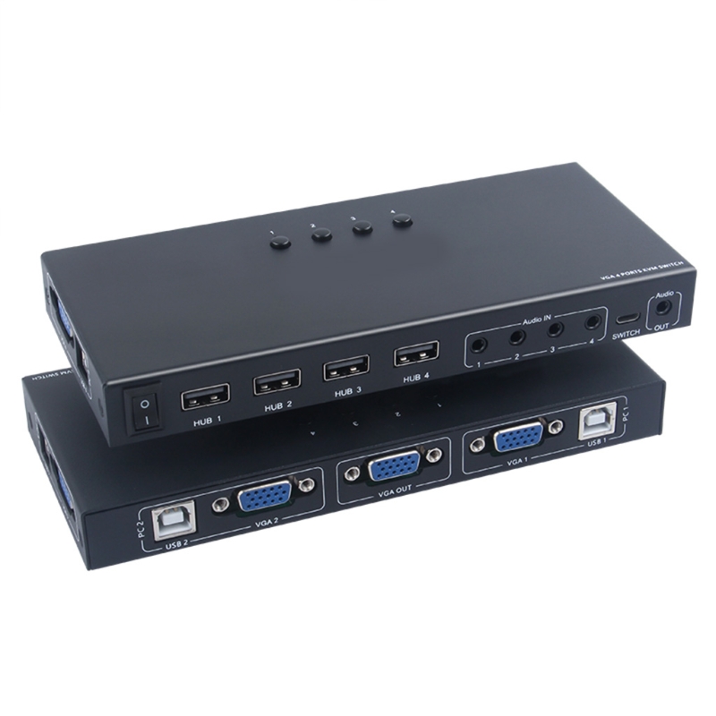 Cpdd Switch Selector Kvm Switcher Adaptador 4 pc Compartilhamento Dispositivos 2.0 Periférico Caixa Botões Cabos Usb Hub 1 usb 2.0 periférico caixa hub 4 botões 4 cabos