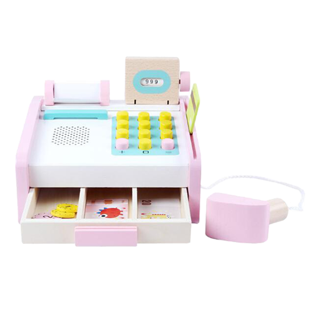 Wooden Cashier Toy Cash Register Play Set, Role Play Set for Children