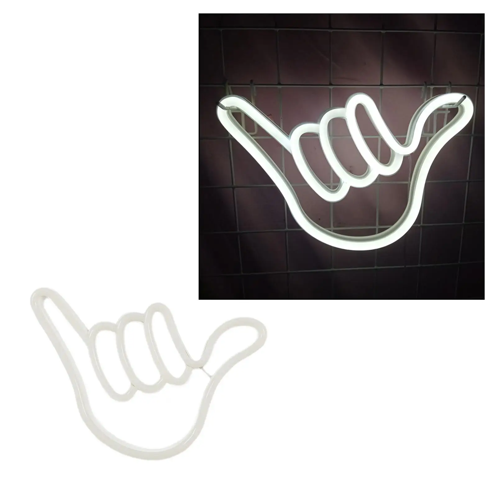 USB Peace Gesture LED Neon Light Hand Shape LED Signs Battery and USB Powered Light for Wall Decor Kids Room Bar Valentine`S Day