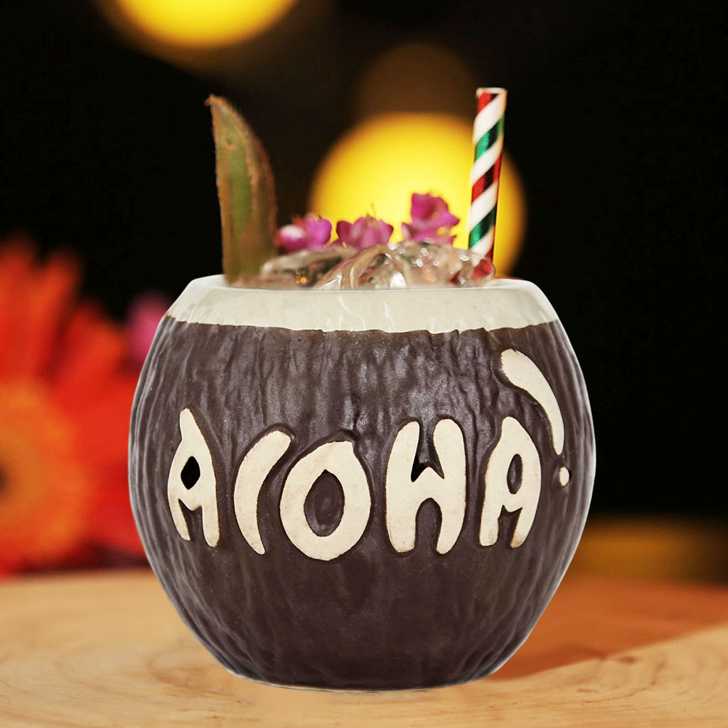 Hawaii Mug Gifts Decor Brown Novelty Creative Funny Coconut Shape Ceramic 13.5 Ounces Cup for Easter Zombie Drinks Beer Maitai