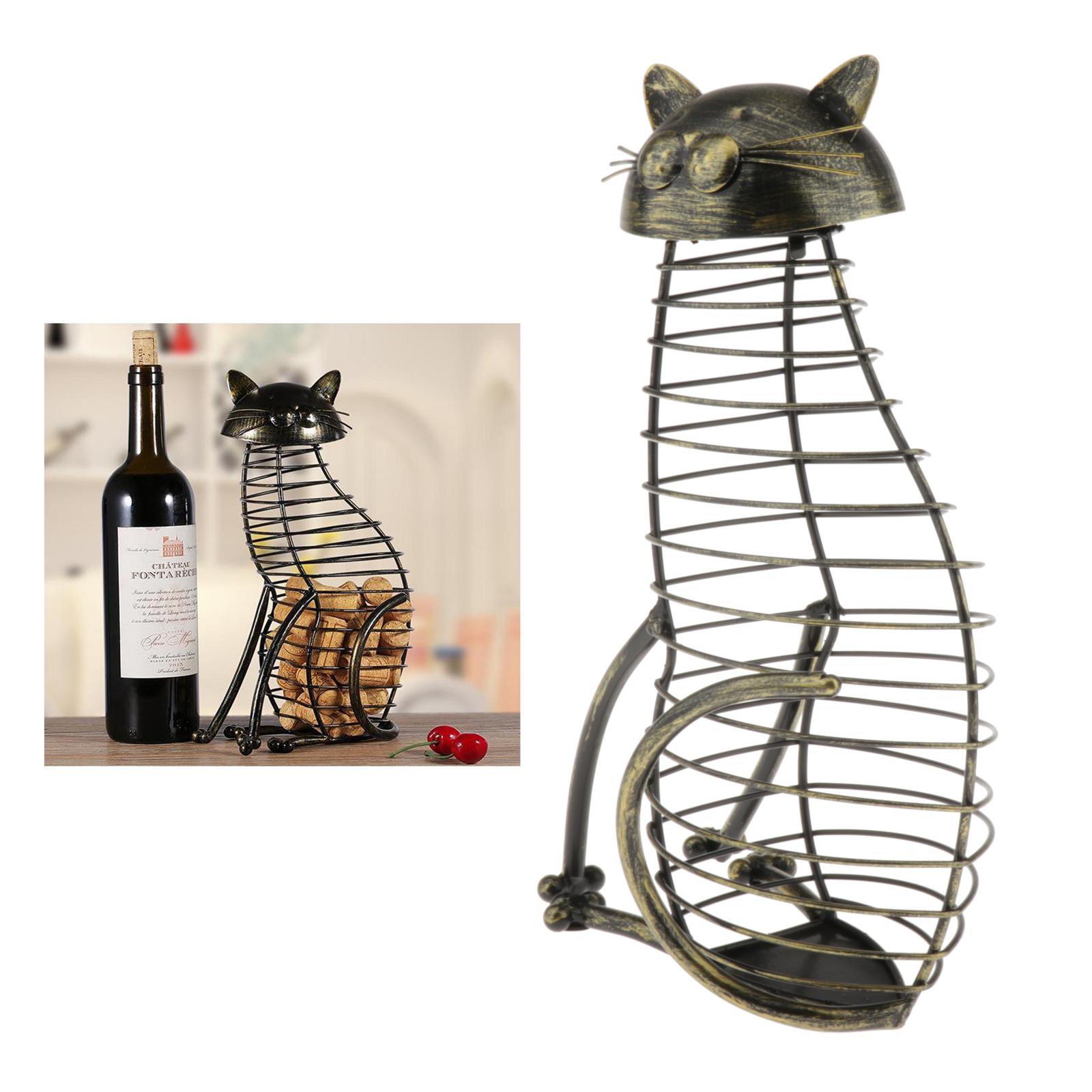 Vintage Decorative Design Metal Cat Shaped Wine Counter Cork Table