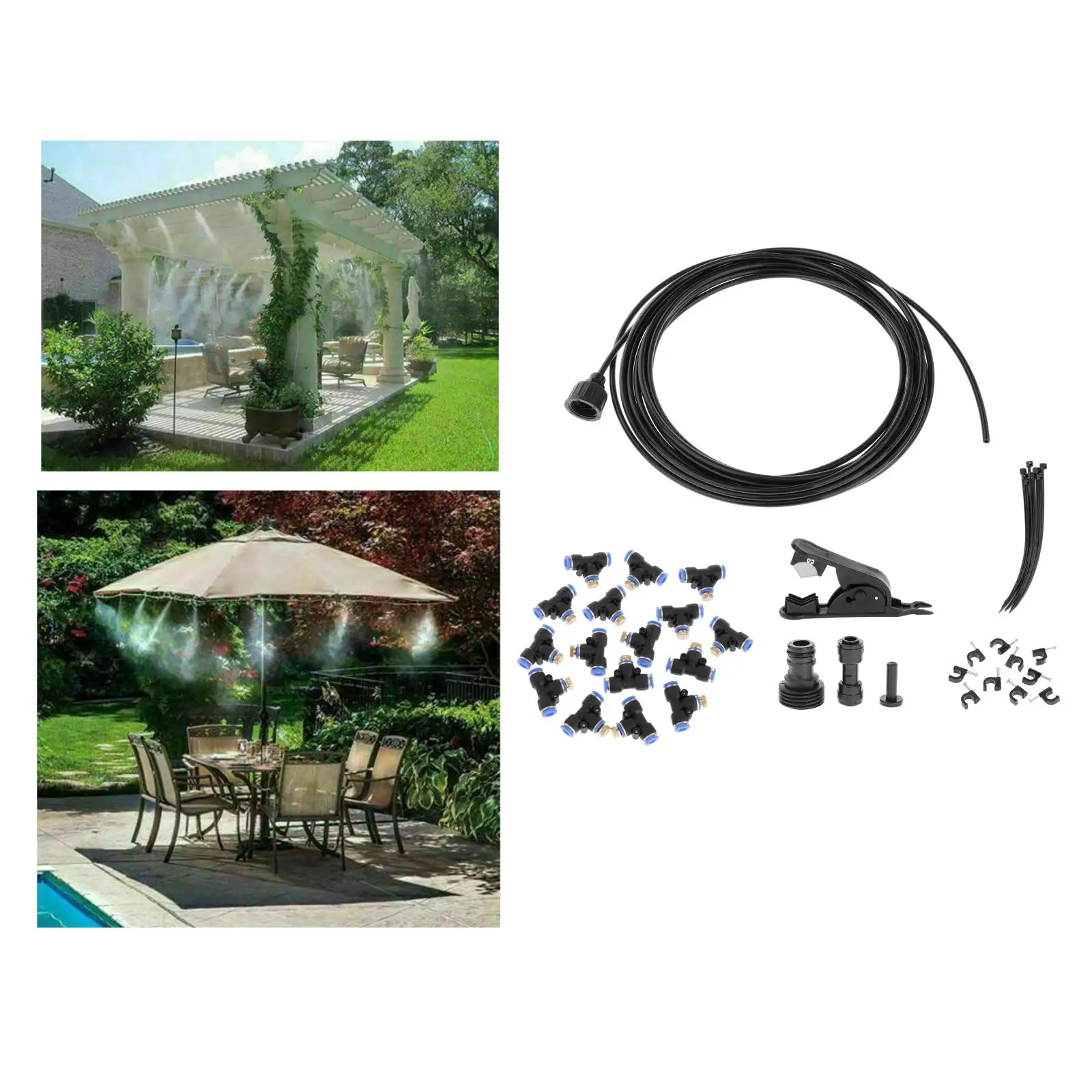 6/9/15M Outdoor Cooling Patio Misting System Fan Cooler Water Mist Gardenhouse Spray Hot Fog Misting System