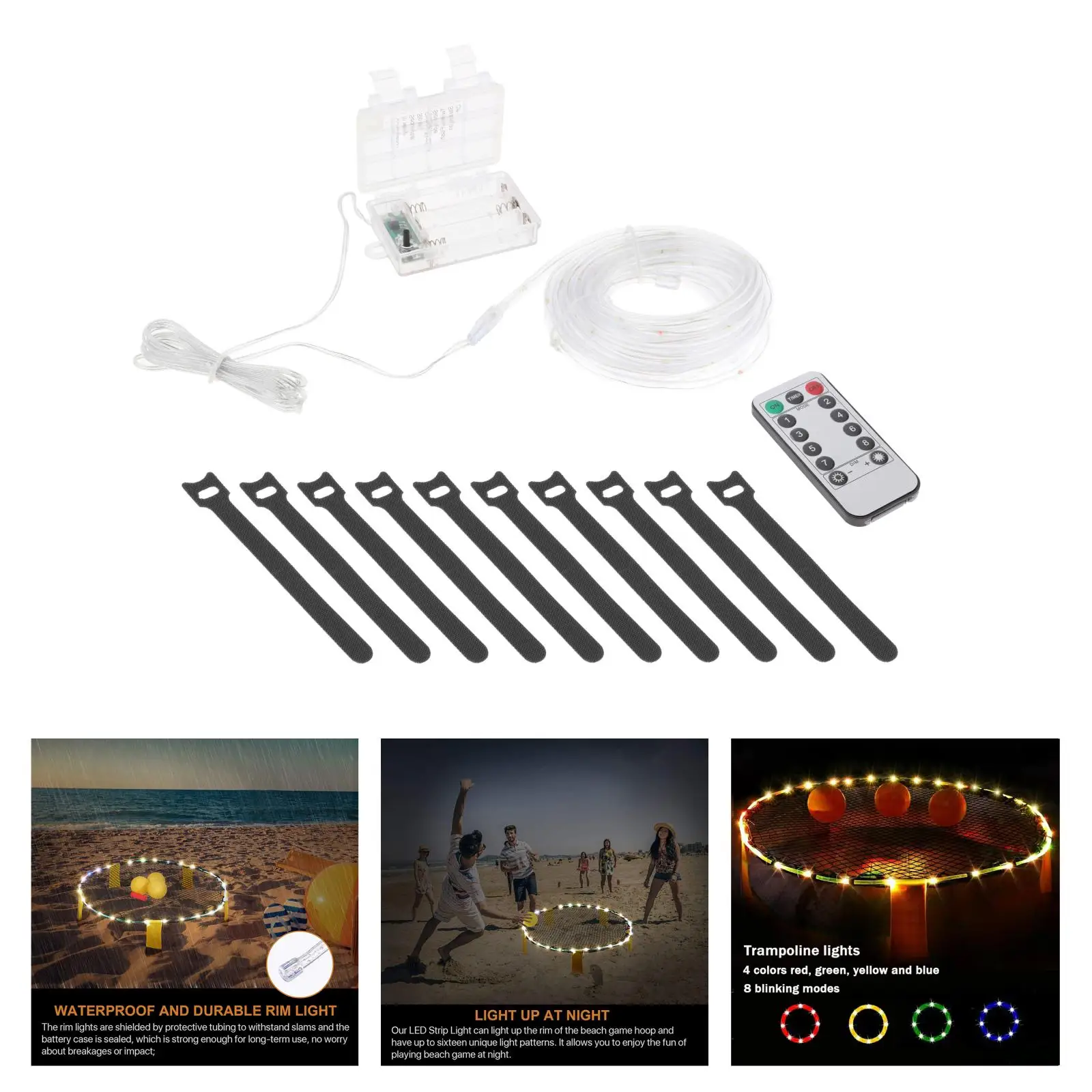 LED Trampoline Lights Rope String Strip Lights Battery Operated Outdoor Waterproof LED Light Christmas Decoration