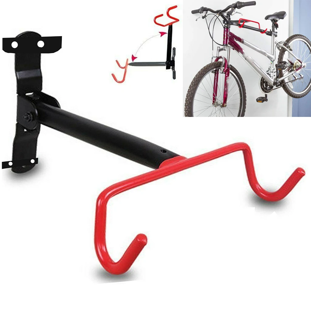 Folding Bike Wall Mount Hook Bicycle Hanger Rubber-Coated Racks Cycle Storage Stand Shed Hanging Bracket for Garage Room