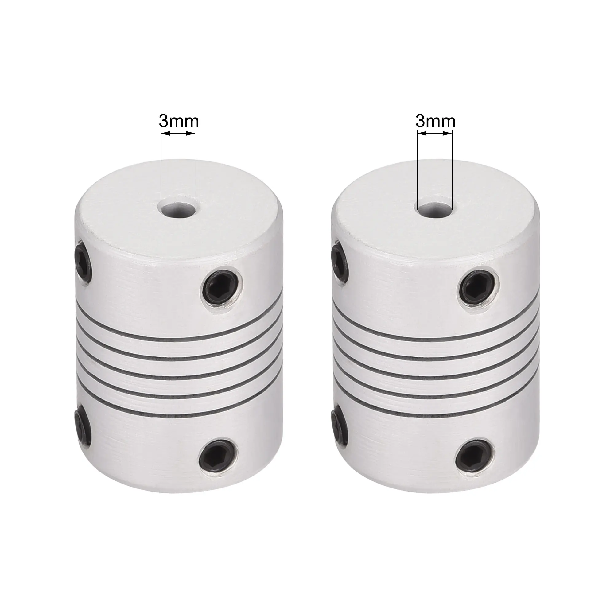 uxcell 10mm to 10mm Aluminum Alloy Shaft Coupling Flexible Coupler Motor Connector Joint L25xD19 Silver,2pcs 