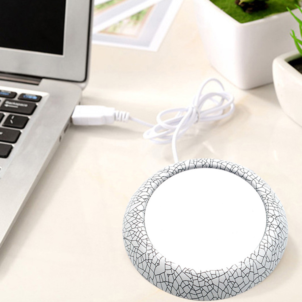 Ceramic Glass Cup Warmer Heat Tea Mug Mat Coaster Keep Coffee Warm Heater Pad 5W, USB Powered