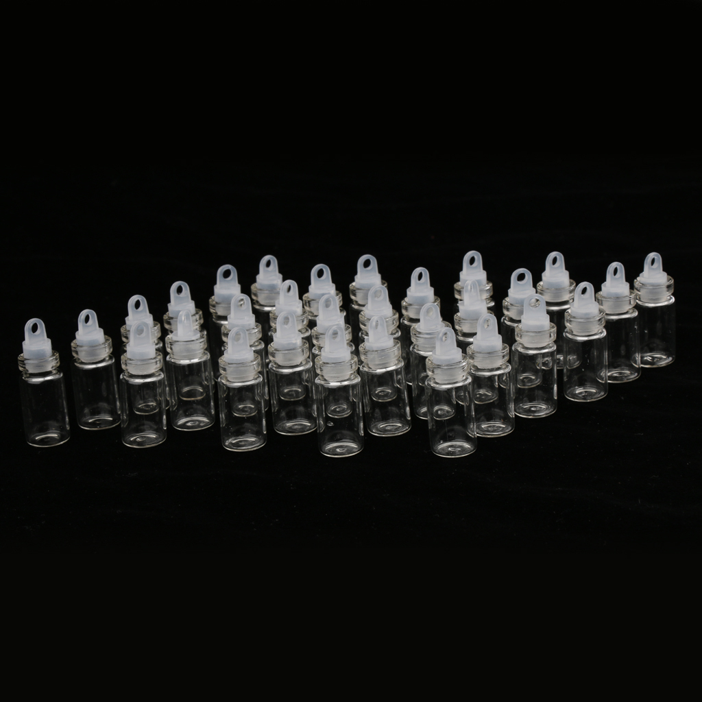 30Pcs Glass Bottles Jars Vials Plastic Stopper Pendant DIY Decoration 1/2ml