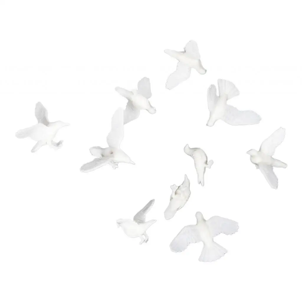 10 Pieces Mini Miniature Fairy Garden Ornament Decor Dove Animal Craft Resin