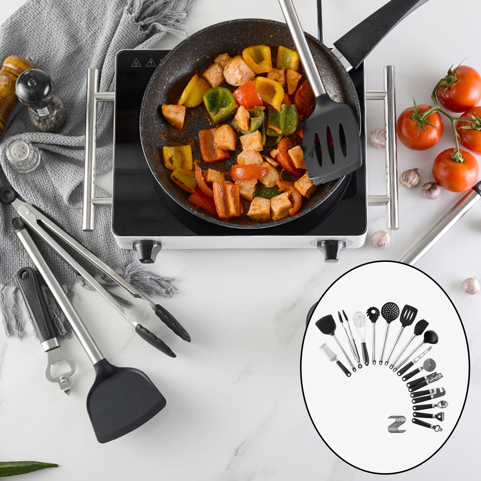 Food Grade 16PCS Nonstick Kitchen Cooking Utensils Set Heat Resistant Non-stick Anti-scalding Cookware Dishwasher Safe