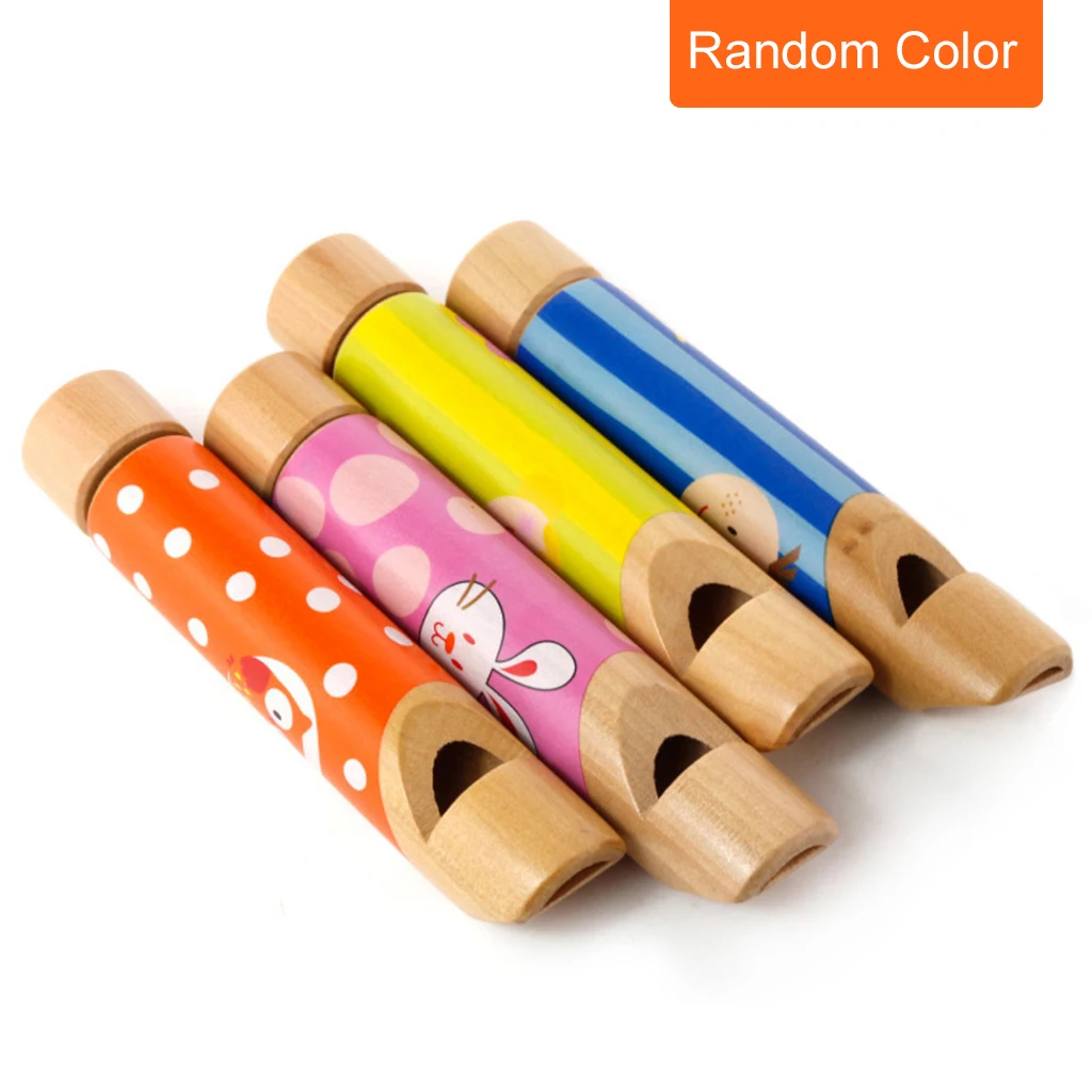 1PCS Wooden Small Piccolo Whistles Sliding Piccolo Baby Musical Instrument Toy Whistling Children Classic Toys