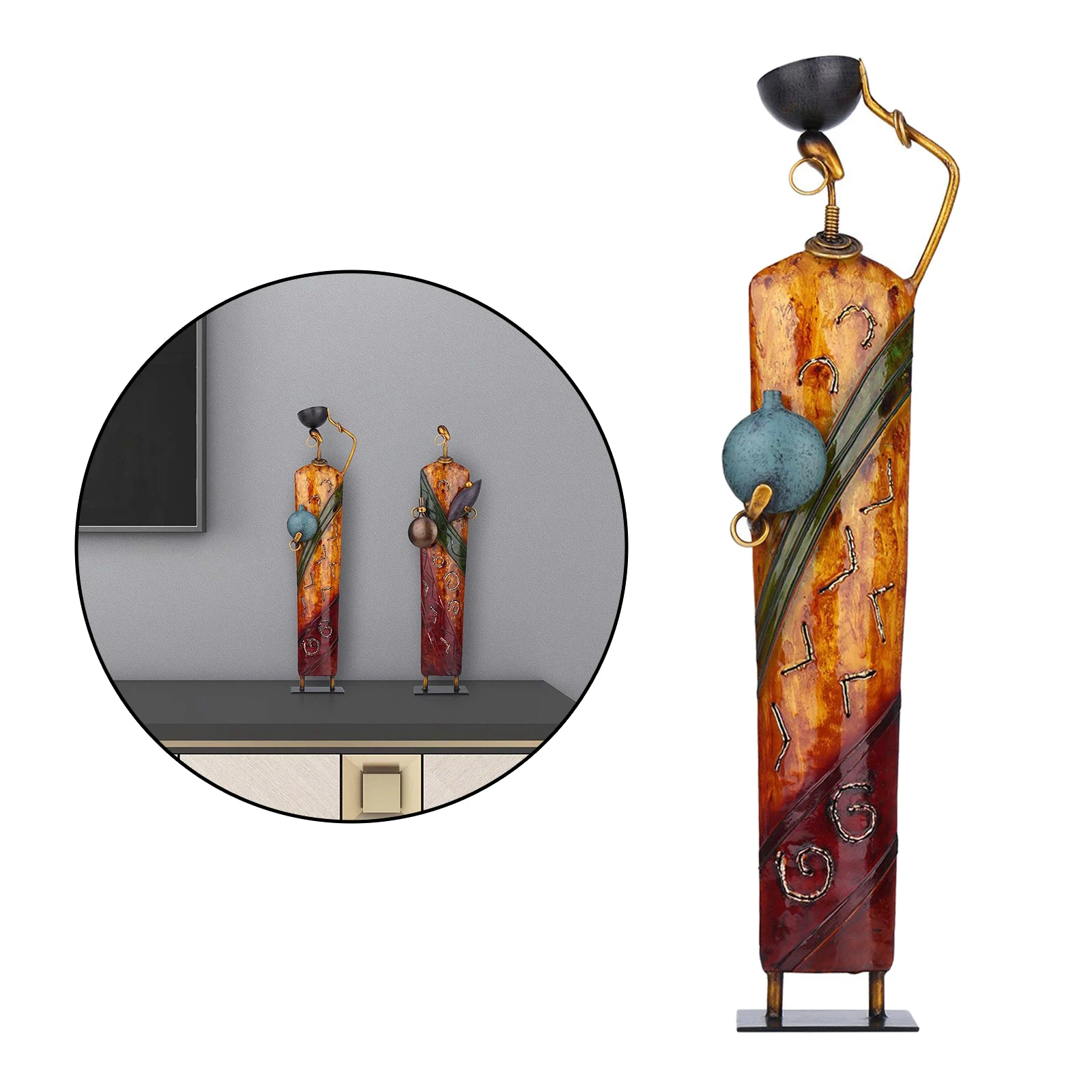 Retro African Woman Sculpture Artistic Character Statue Table Stand Decor B