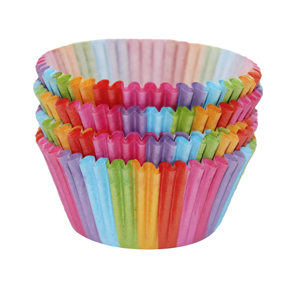 100 X Paper Cupcake Cases Muffin Baking Cup Cake Case Box Coloured Party Supply 