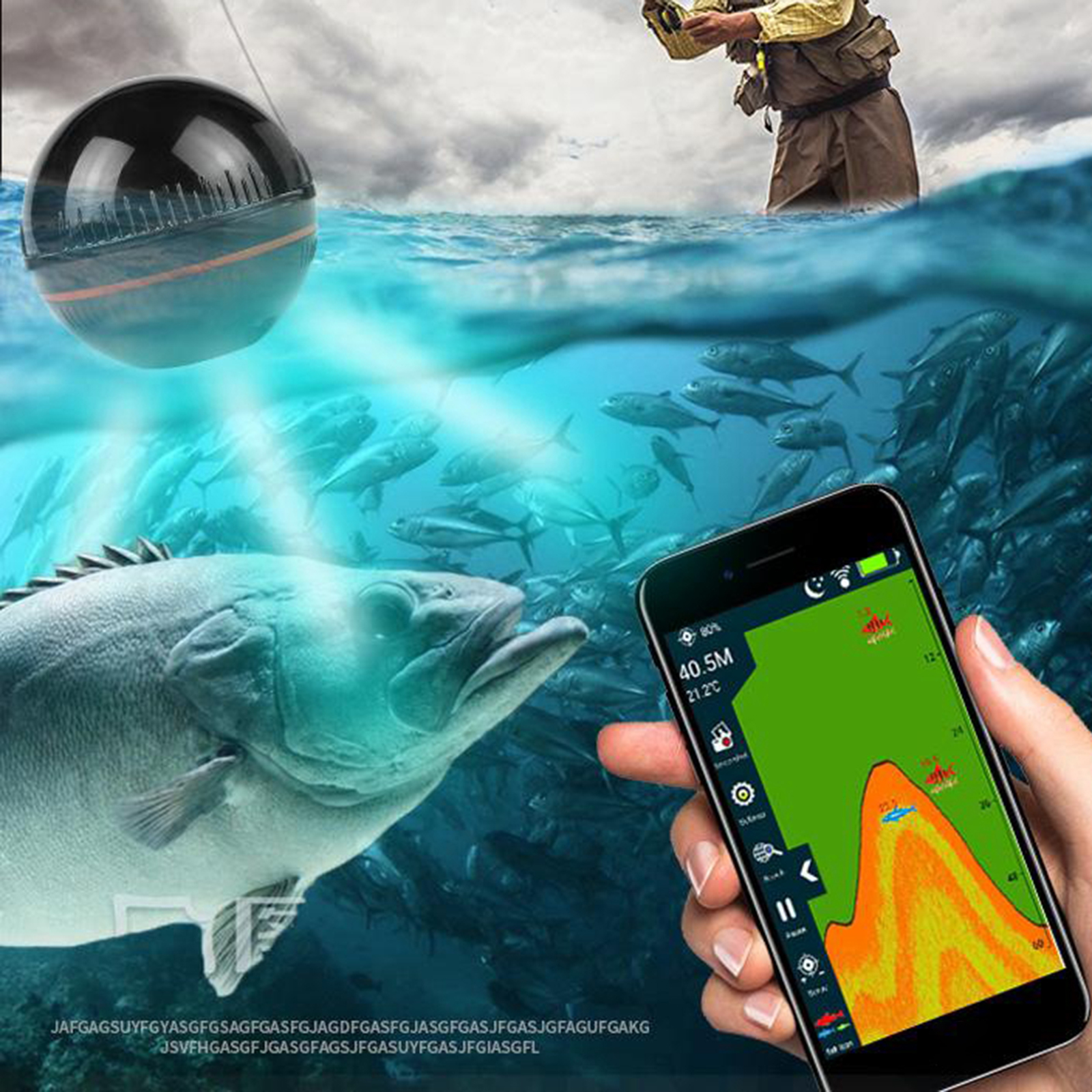 Portable Smartphone  Finder Bluetooth Fishfinder Depth Sonar GPS Fishing